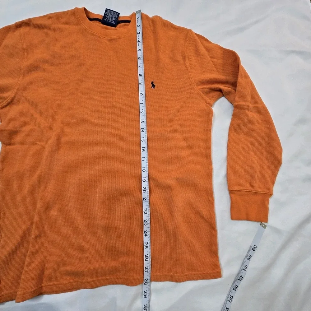 Polo Ralph Lauren Thermal Shirt Casual Sleepwear Mens XL Orange Waffle Knit Pony